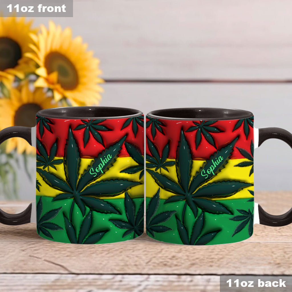 Inflated Magic Leaf Red Yellow Green - Personalized Weed Accent Mug