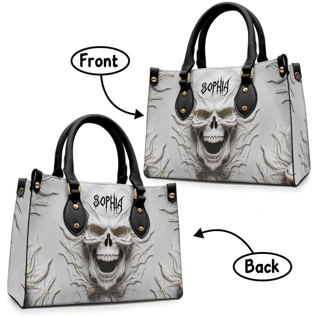 Beautiful White Skeleton - Personalized Skull Leather Handbag