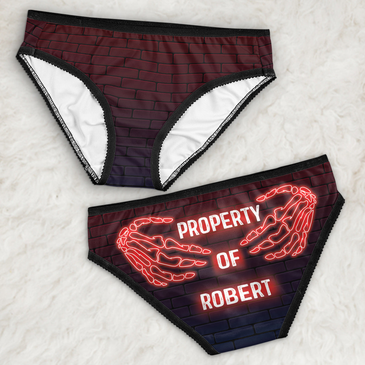 Property Of Boyfriend/ Girlfriend/ Husband/ Wife... - Personalized Couple Lace Border Women Briefs