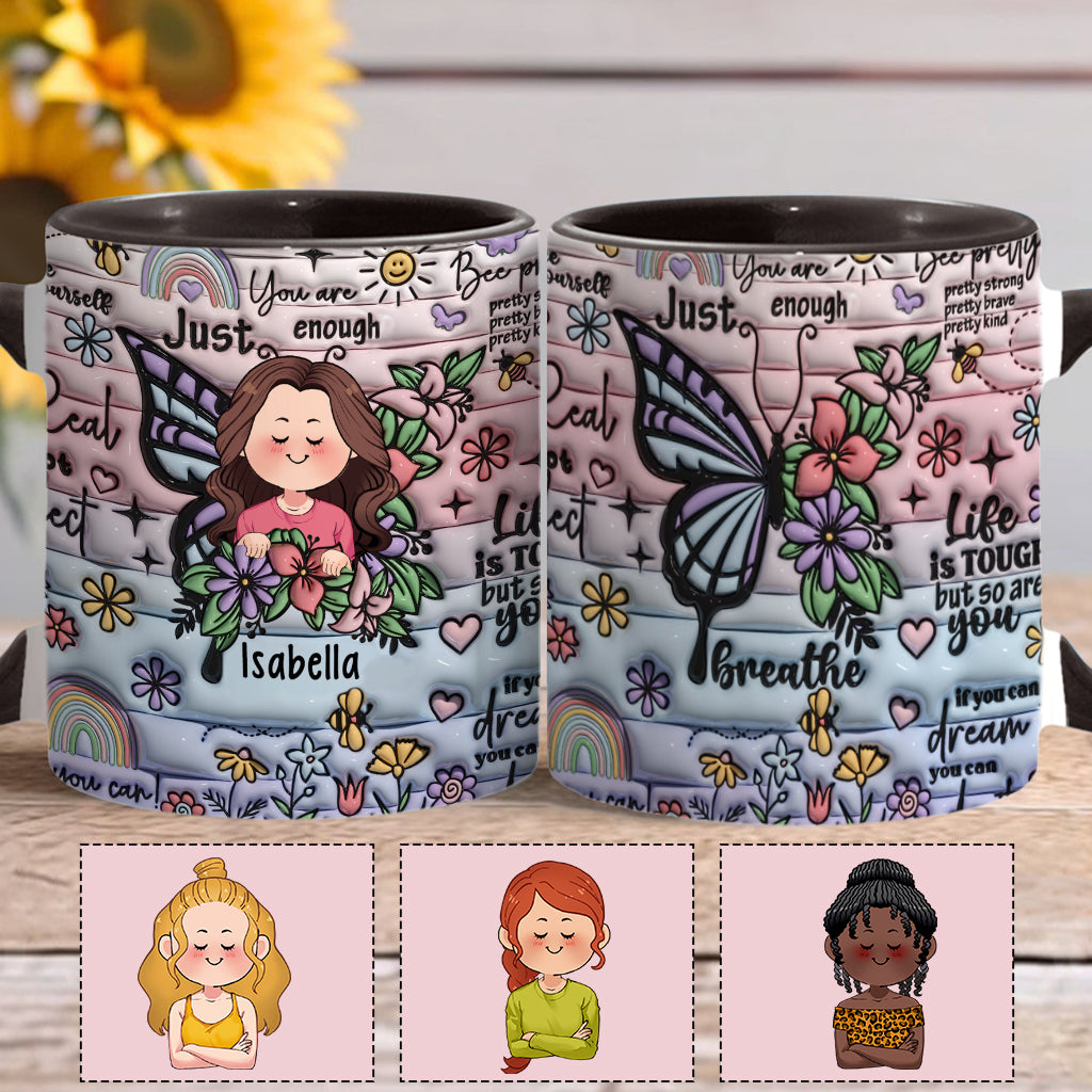 Positive Affirmations Butterflies Inspirational Quotes - Personalized Accent Mug