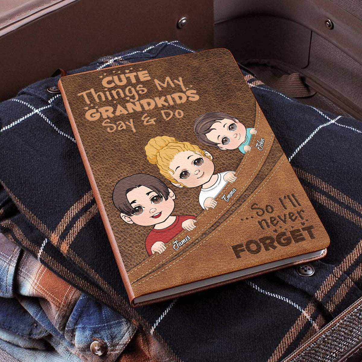 Cute Things My Grandkids Say & Do - Personalized Grandma Leather Journal