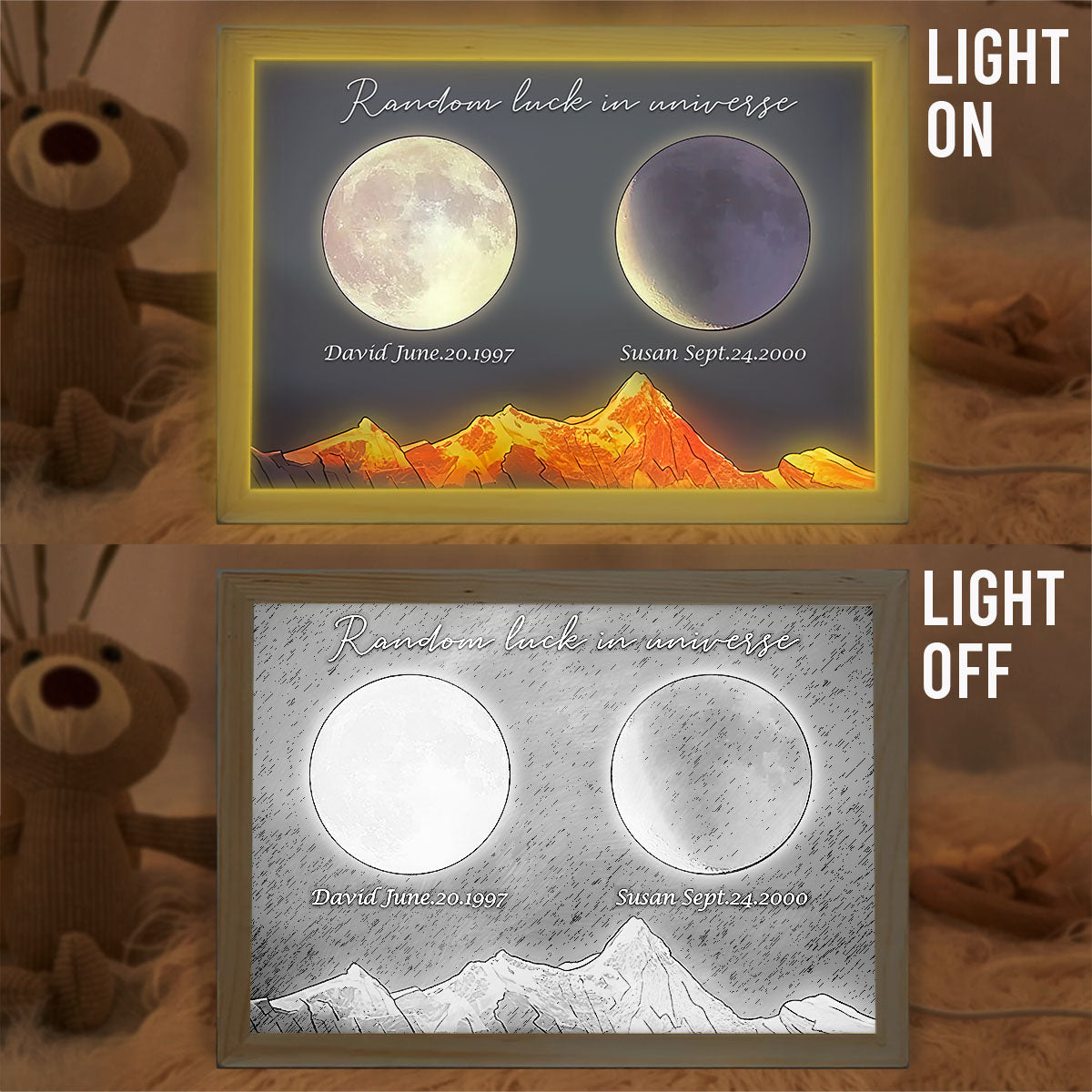 Random Luck In Universe - Personalized Couple Light Photo Frame