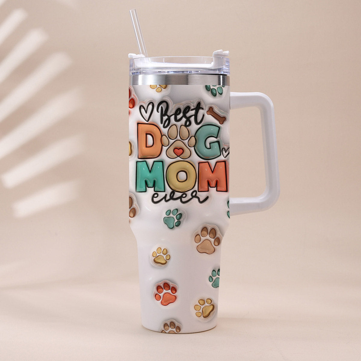 Best Dog Mom Ever - Personalized Dog Tumbler With Handle