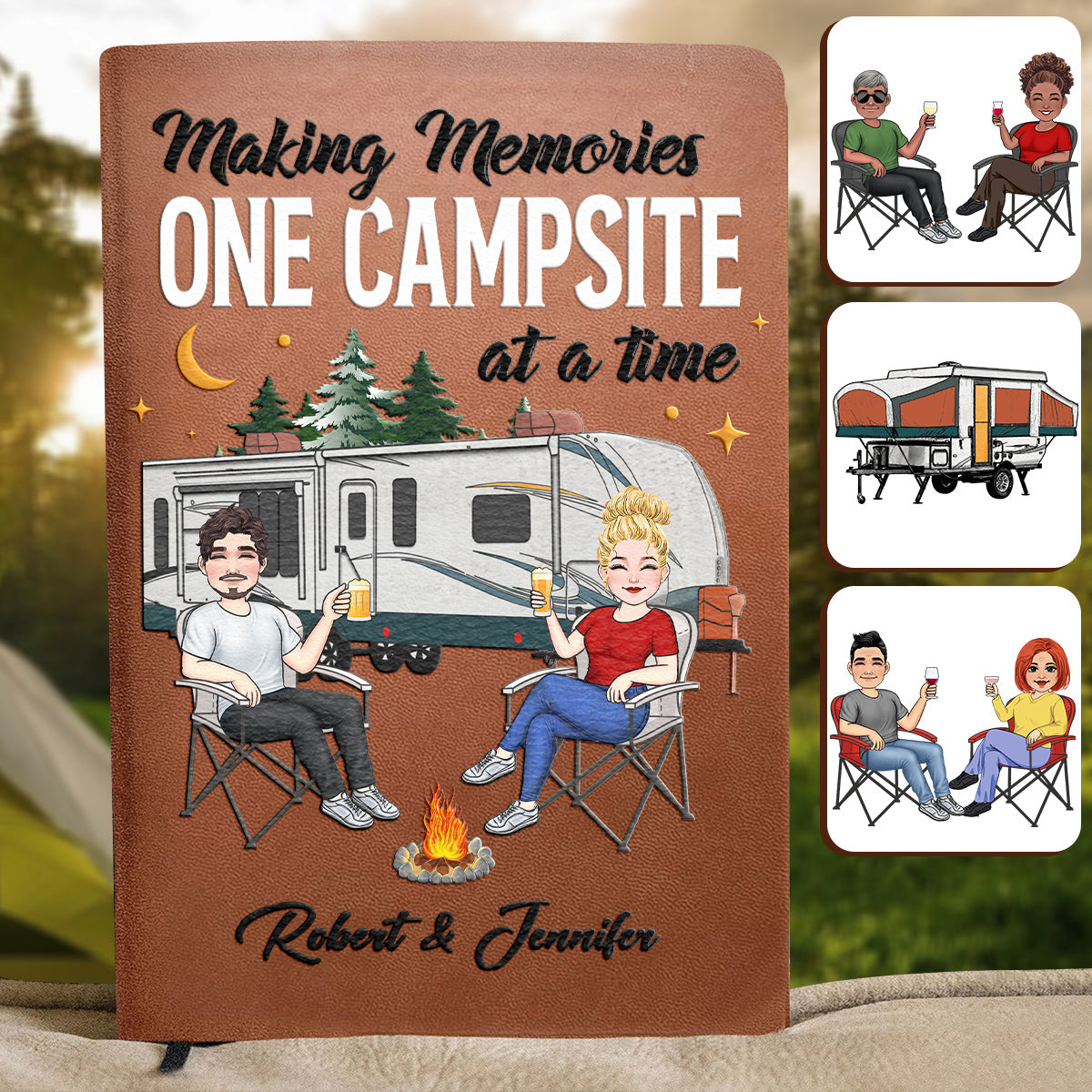 Making Memories One Campsite At A Time - Personalized Camping Leather Journal