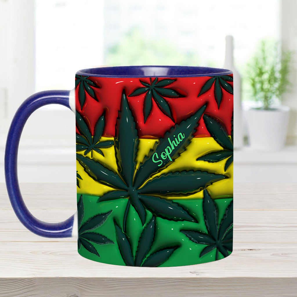 Inflated Magic Leaf Red Yellow Green - Personalized Weed Accent Mug