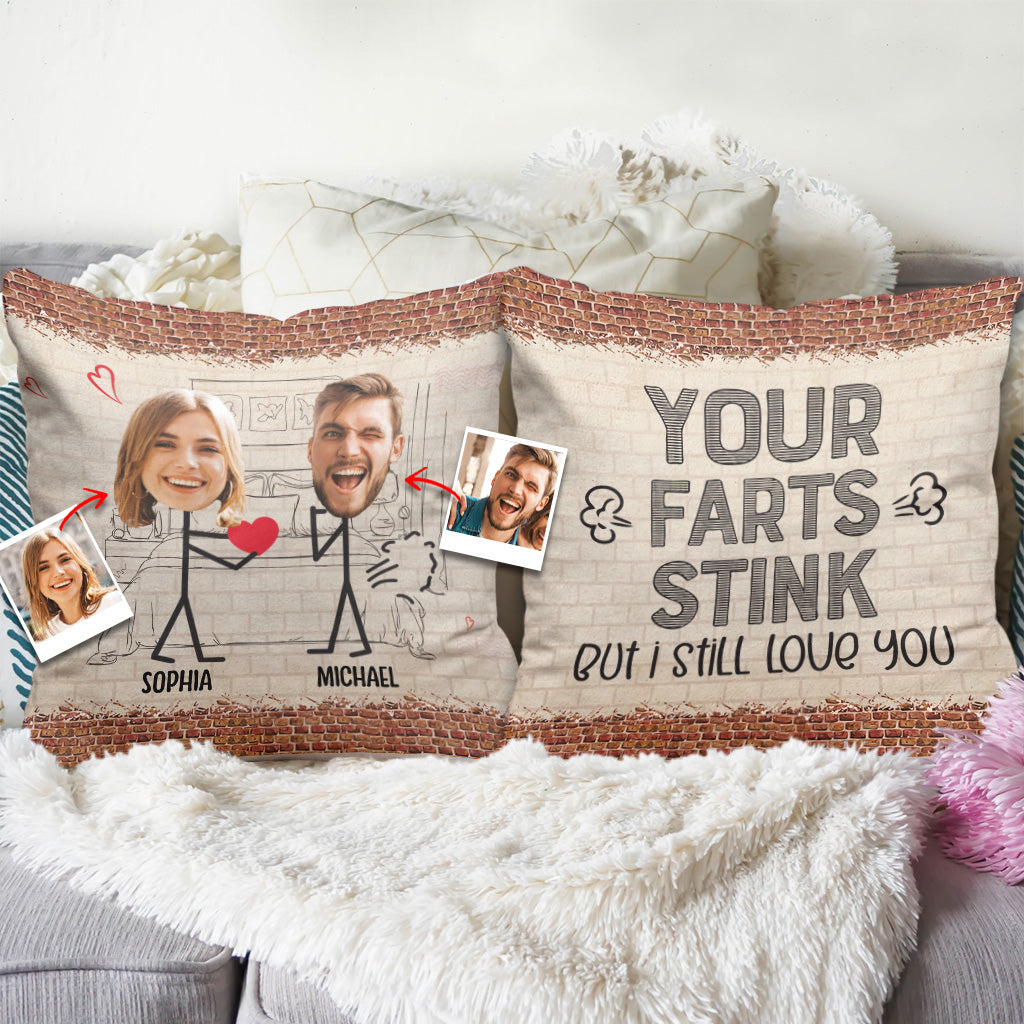 Your Fart Is Stink - Personalized Couple Throw Pillow