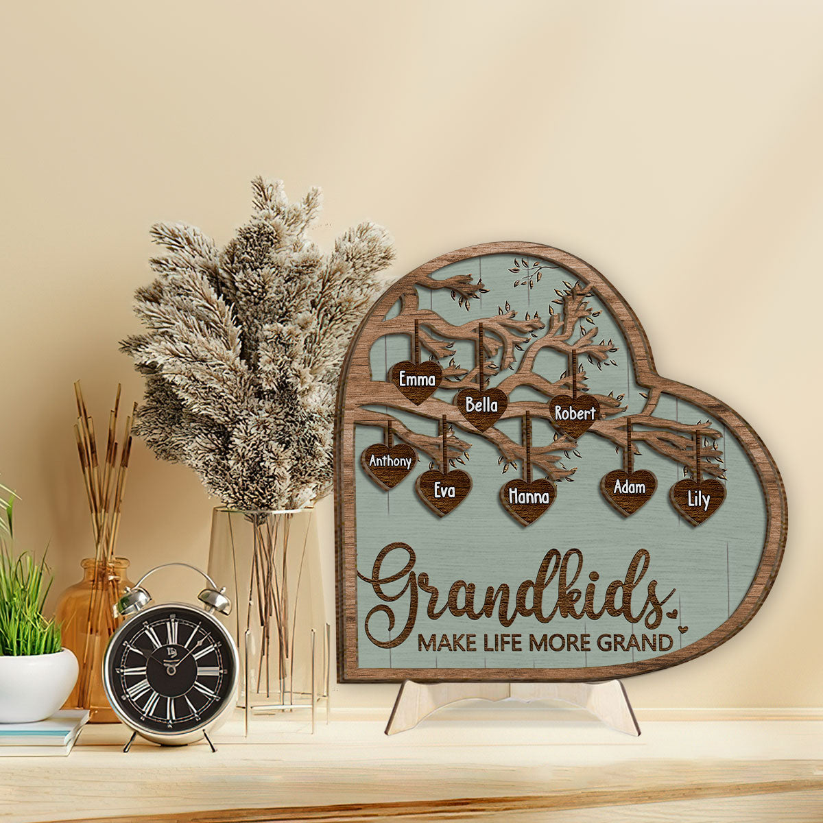 Grandkids Make Life More Grand - Personalized Grandma 2 Layered Wood Sign / Wood Plaque