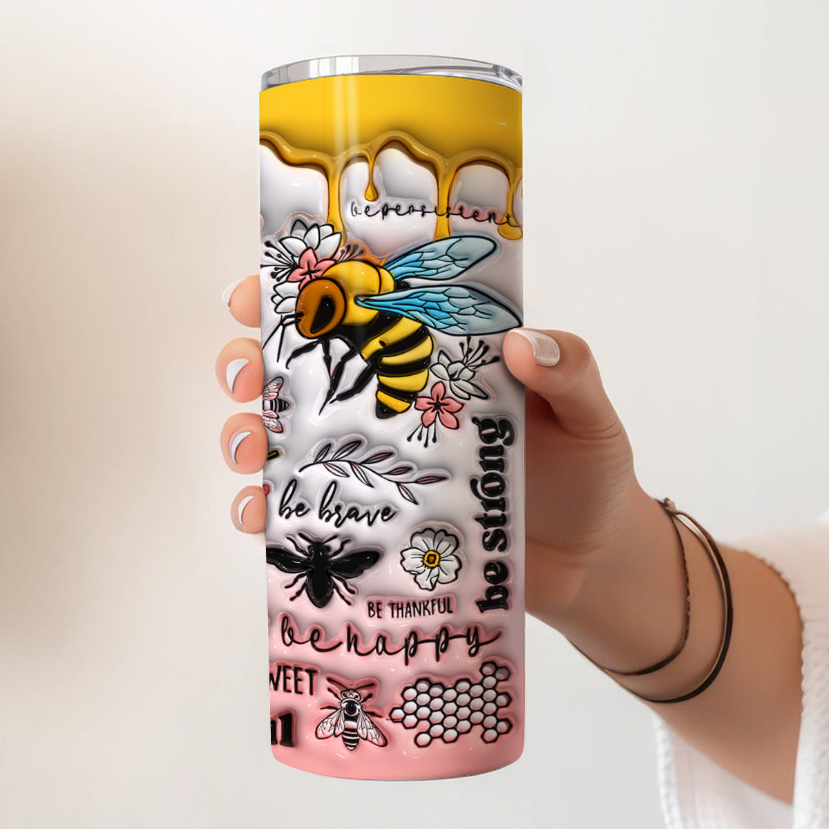 Positive Affirmation Bee - Personalized Skinny Tumbler