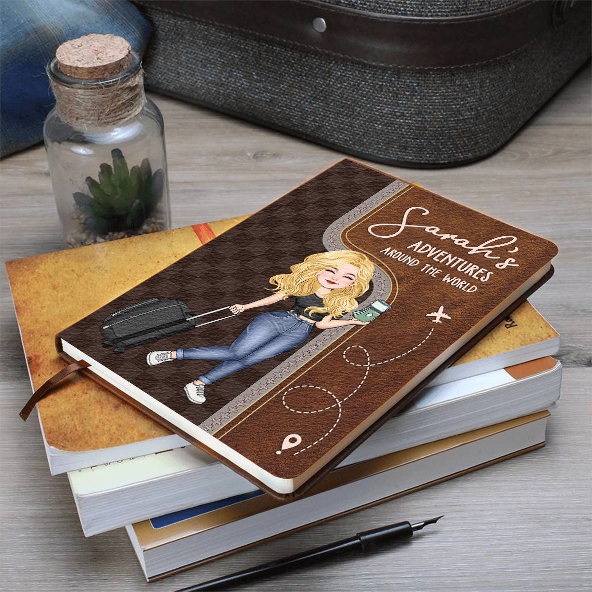 Just A Girl Who Loves Traveling - Personalized Travelling Leather Journal