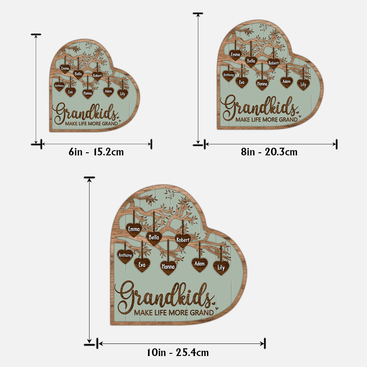 Grandkids Make Life More Grand - Personalized Grandma 2 Layered Wood Sign / Wood Plaque