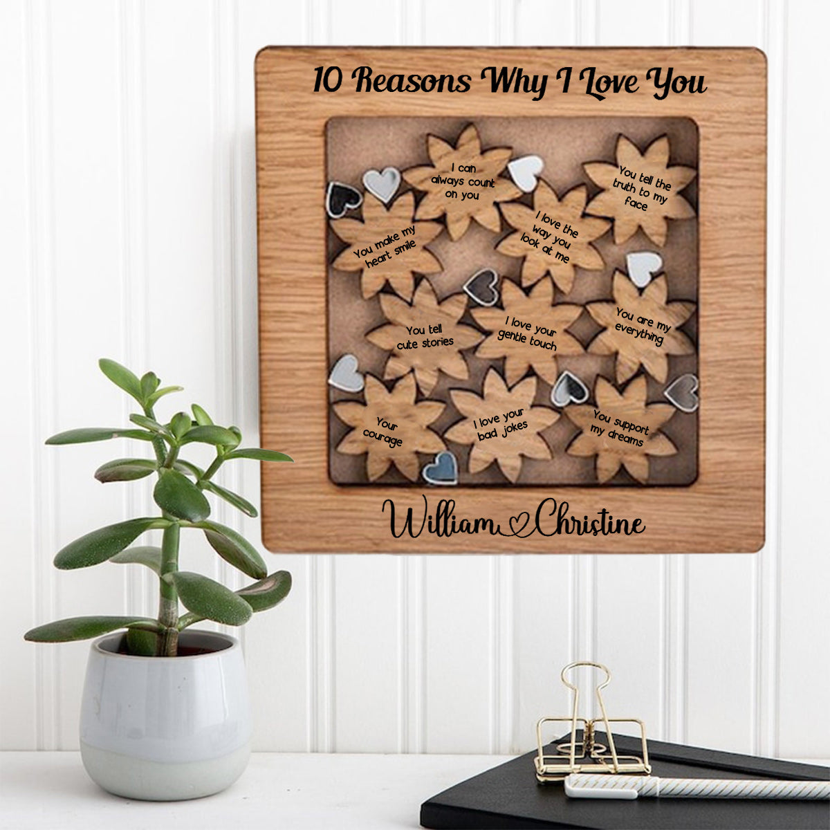 Reasons Why I Love You - Personalized Couple Why I Love You Wooden Frame With Charms