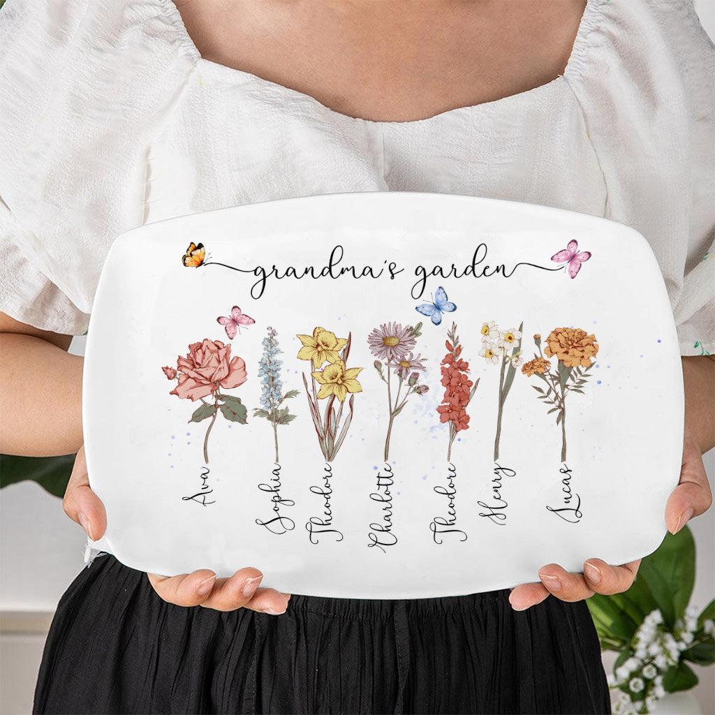 Grandma's Garden Mom's Garden Birth Flowers - Personalized Grandma Plate