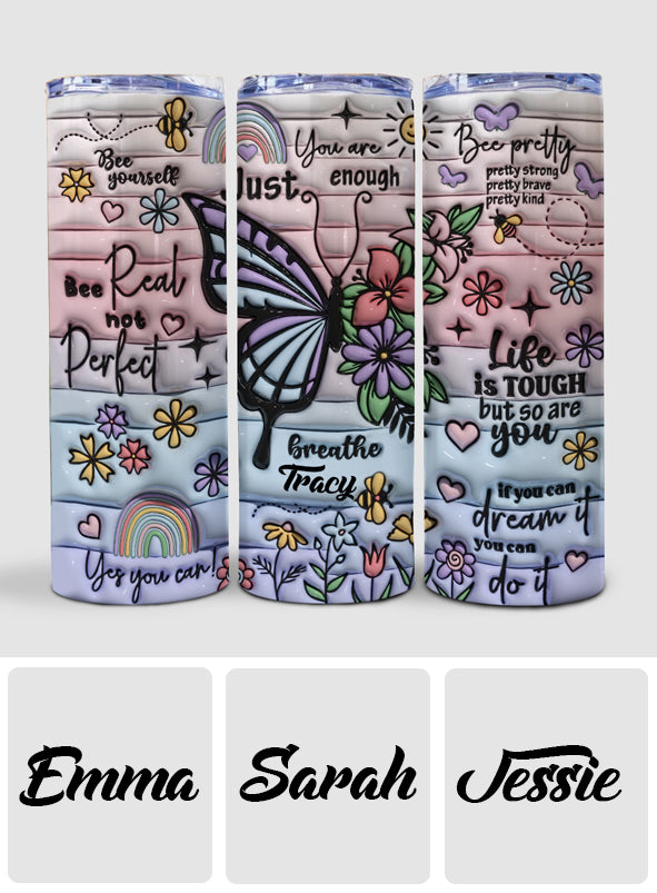 Positive Affirmation Butterflies - Personalized Skinny Tumbler