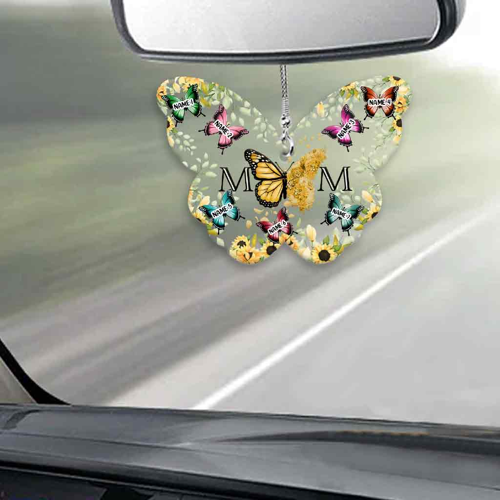 Mother And Children Butterflies - Personalized Mother Transparent Car Ornament