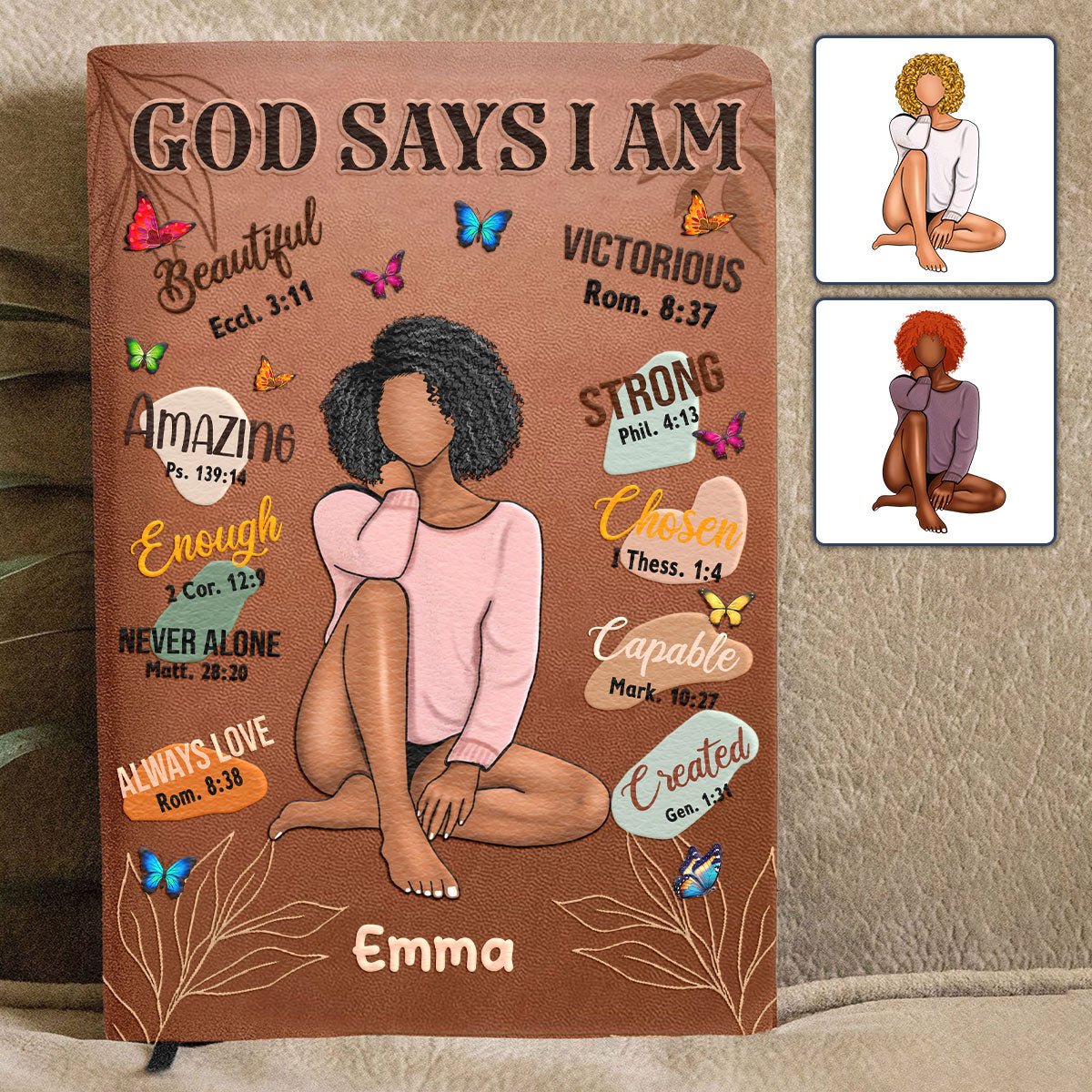 God Says I Am - Personalized African American Leather Journal