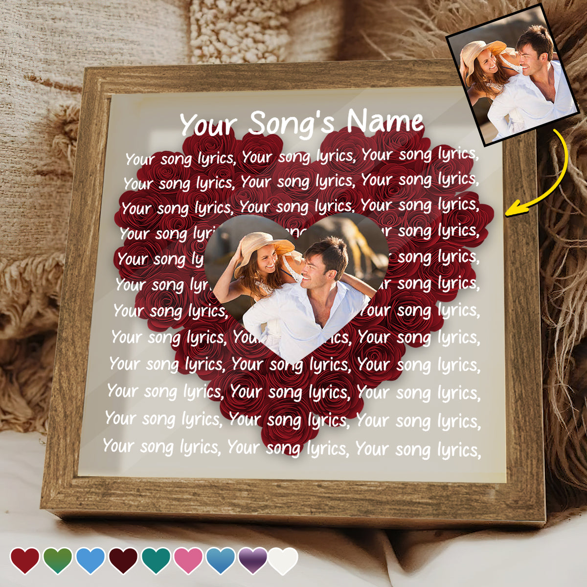 Discover Custom Song Lyrics And Photo - Personalized Couple Flower Shadow Box