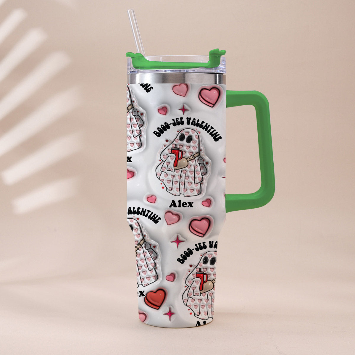 Boo Jee Valentine - Personalized Tumbler With Handle