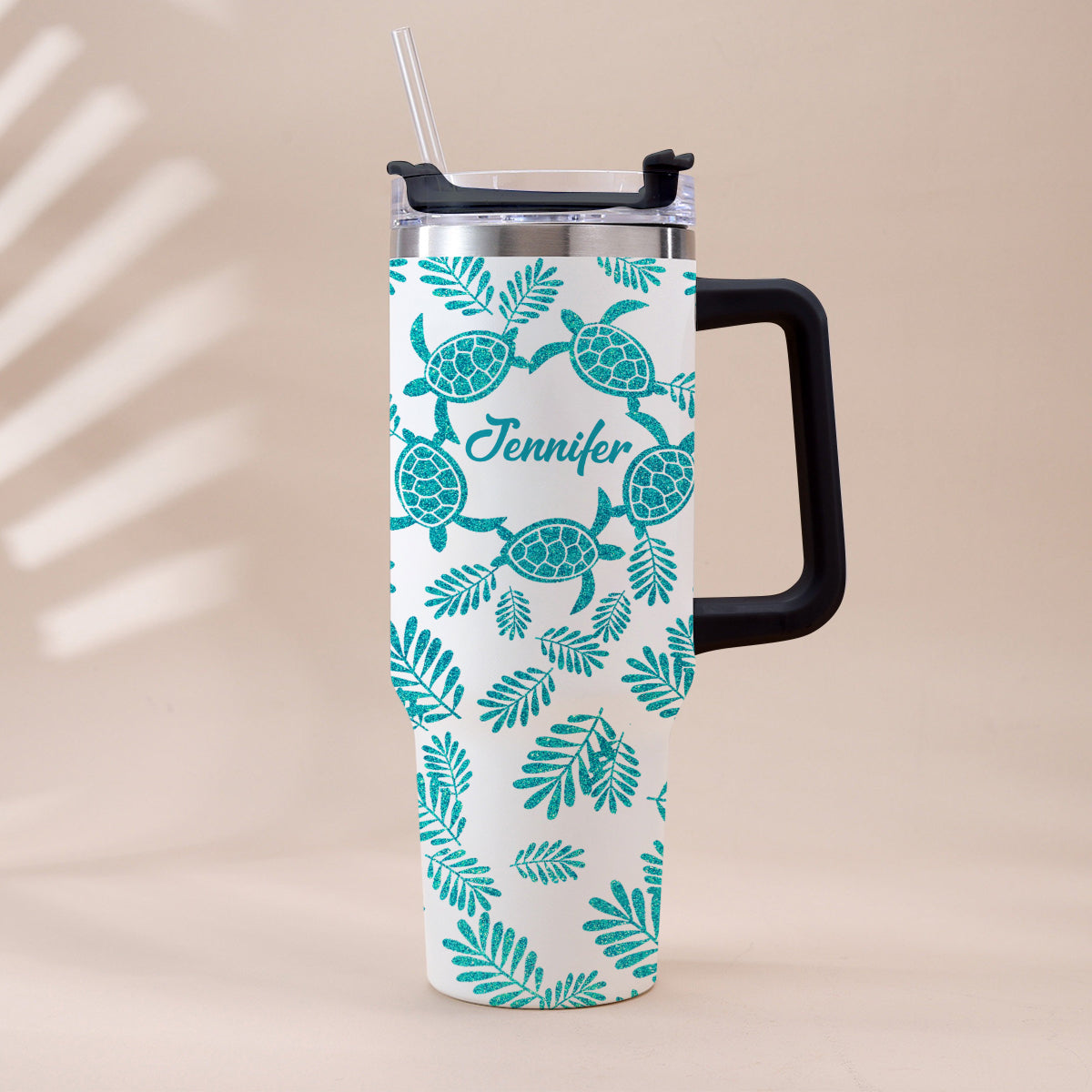 Turtle Lover - Personalized Turtle Tumbler With Handle