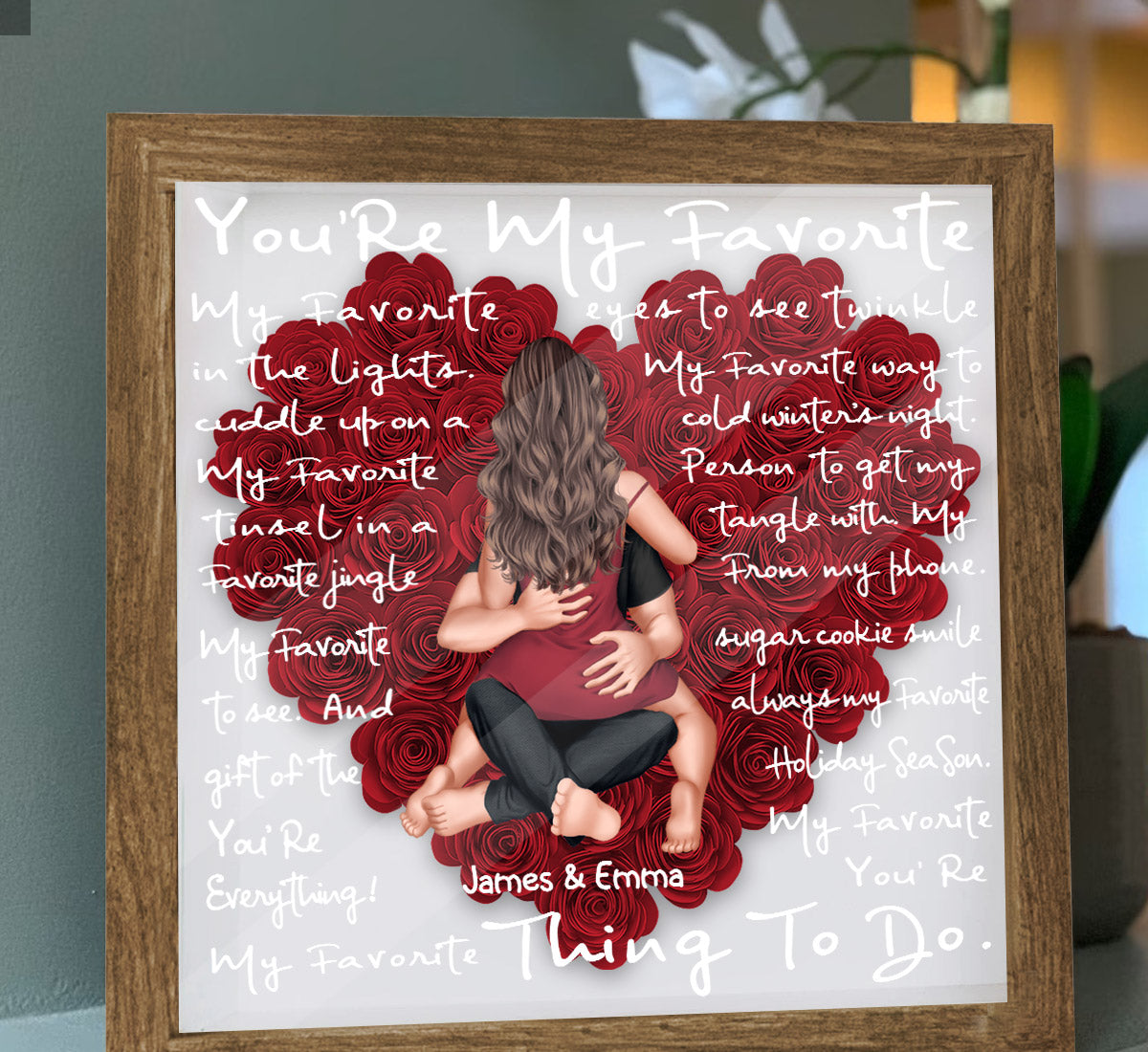 You're My Favorite - Personalized Couple Flower Shadow Box