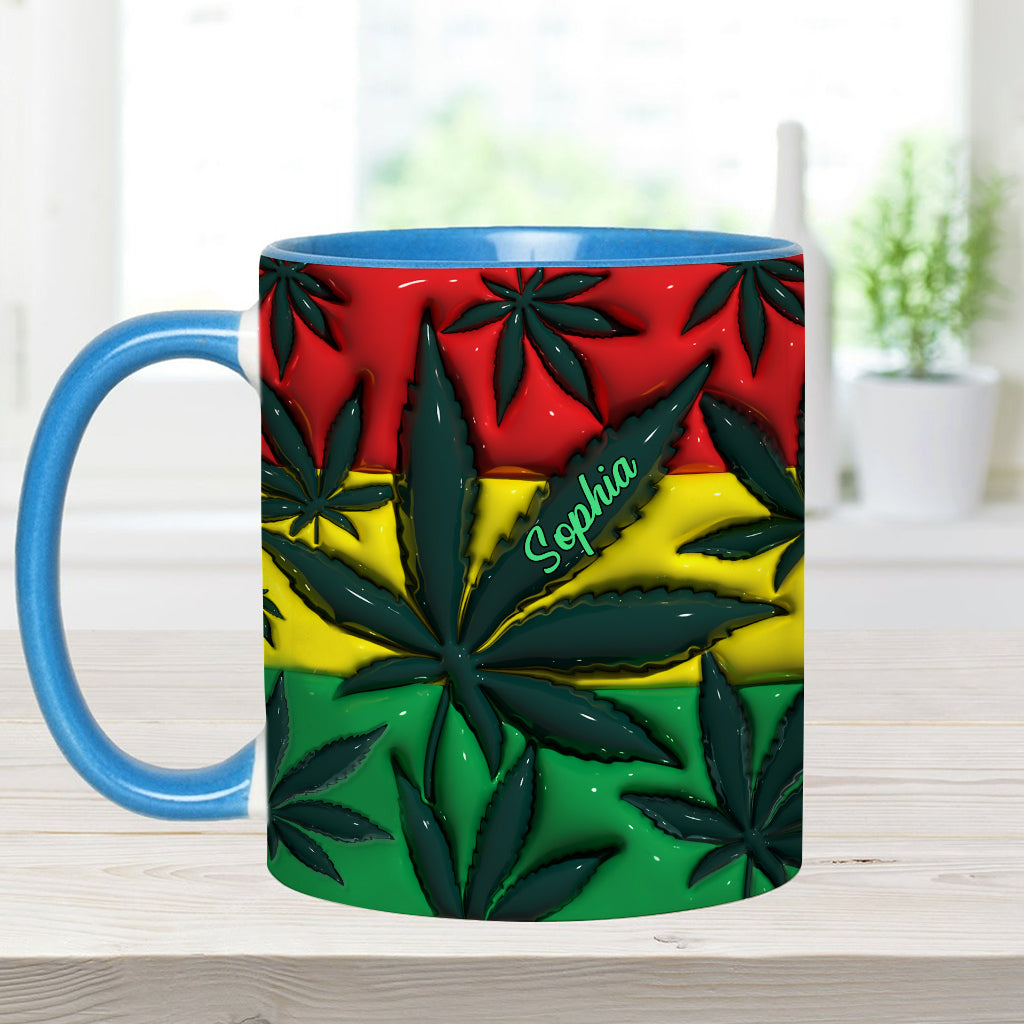 Inflated Magic Leaf Red Yellow Green - Personalized Weed Accent Mug