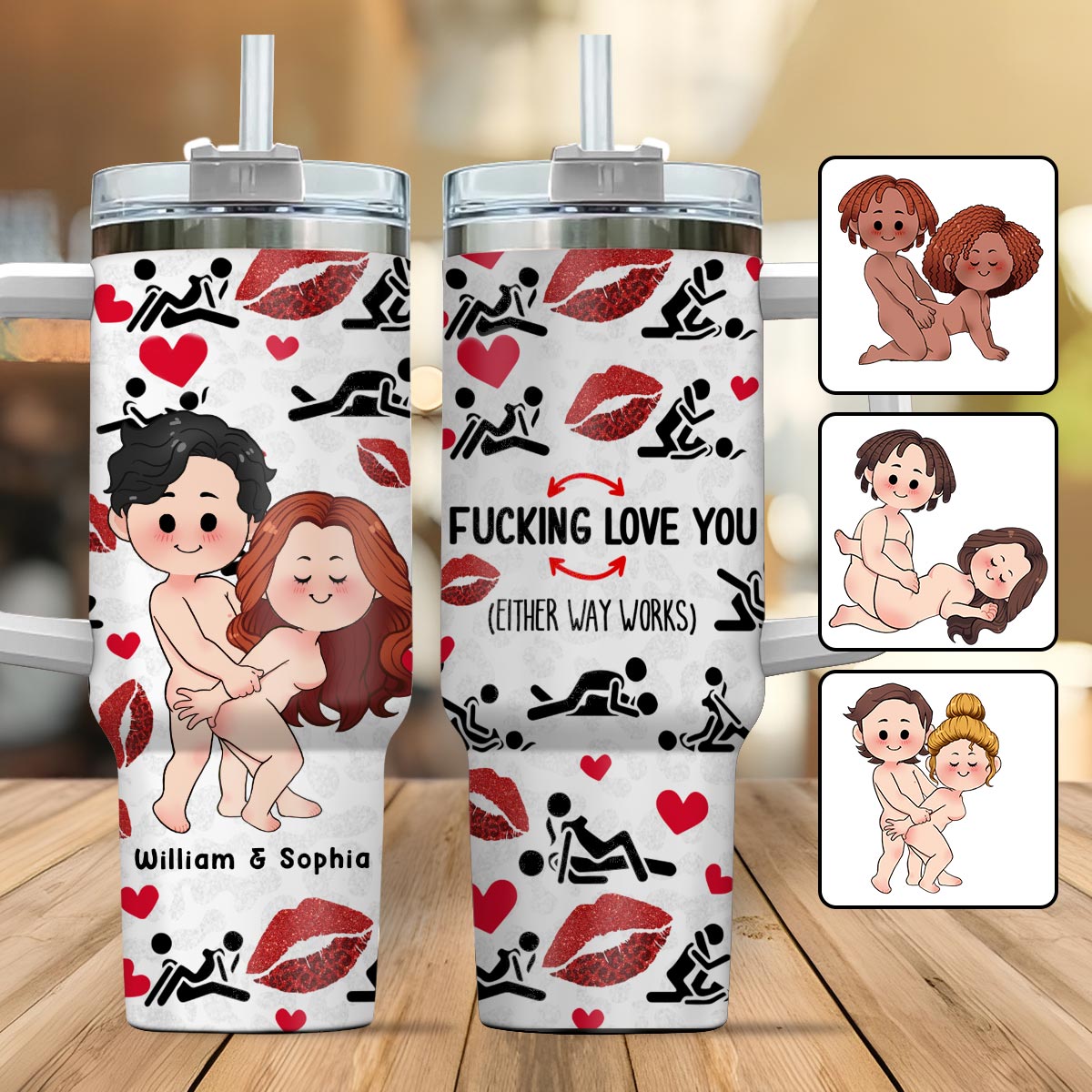 I Love You - Personalized Couple Tumbler With Handle