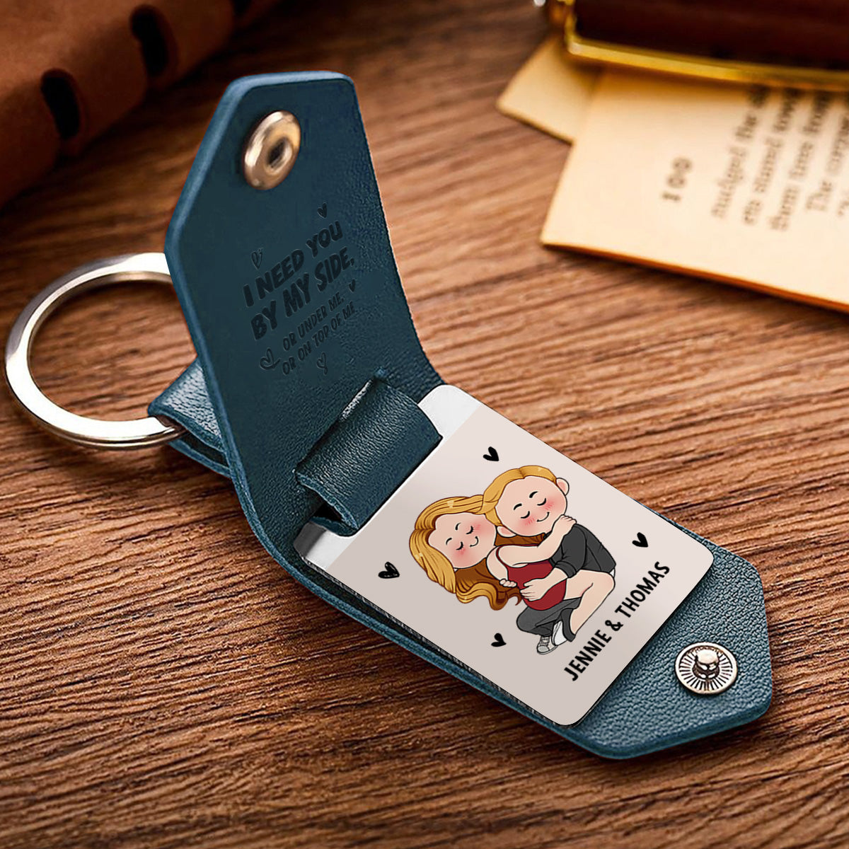 Drive Safe I Need You - Personalized Couple Leather Photo Keychain