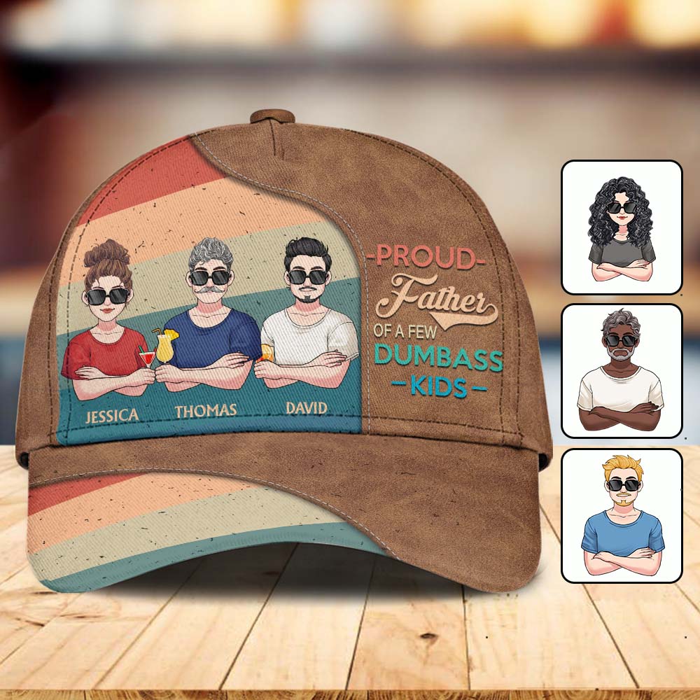 Discover Proud Father Mother Grandma Grandpa Of A Few Kids - Personalized Father 3D Classic Cap