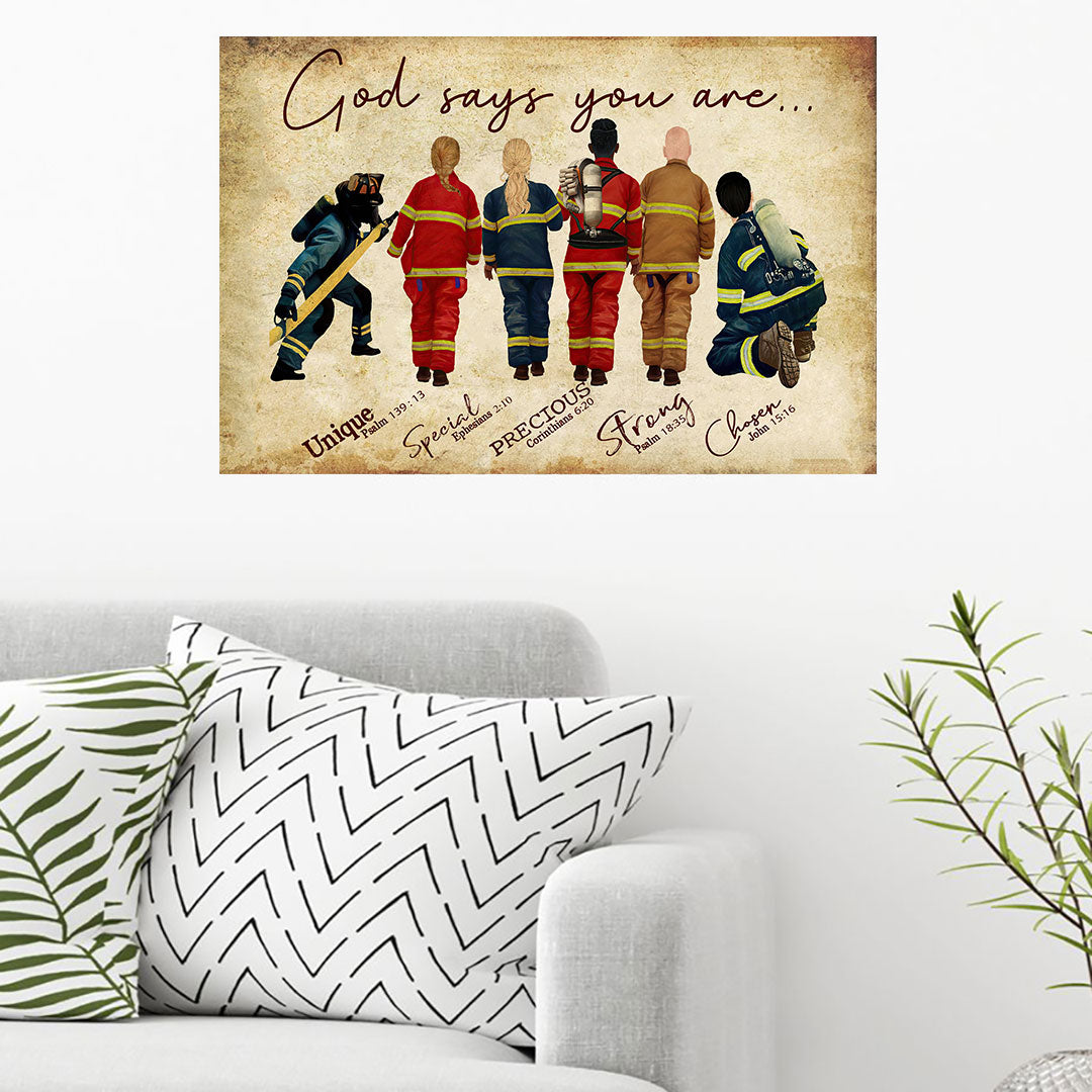 God Says You Are - Firefighter Poster