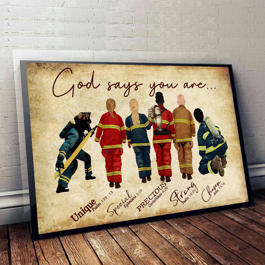 God Says You Are - Firefighter Poster