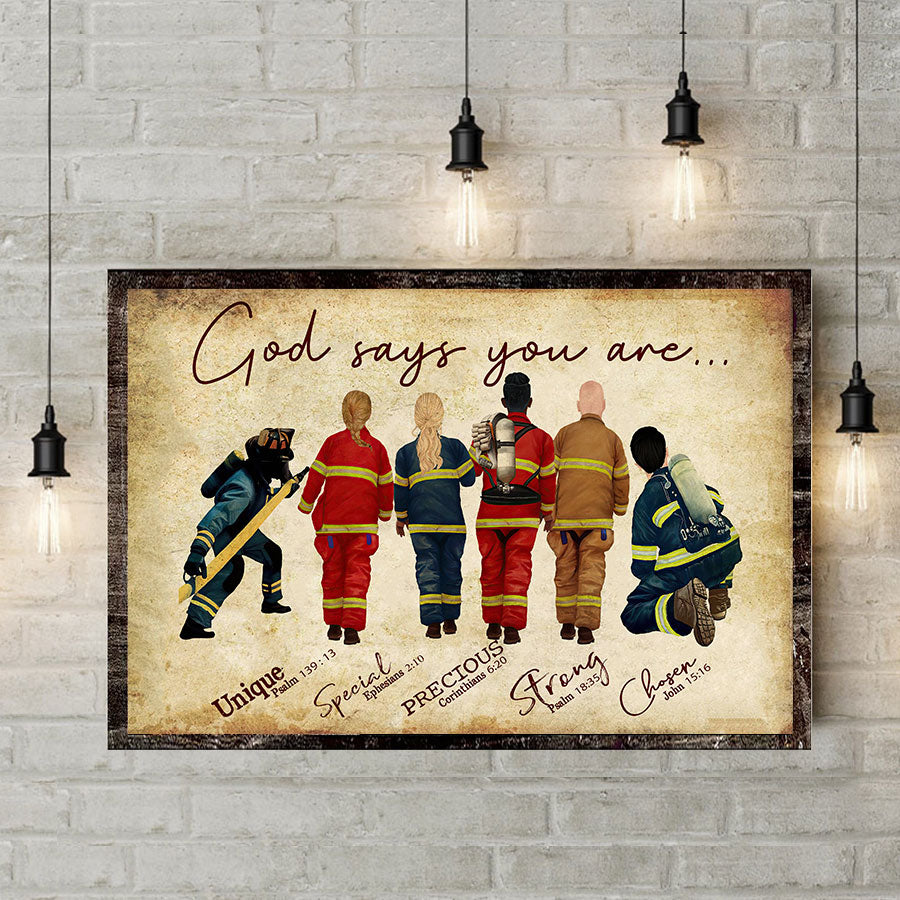 God Says You Are - Firefighter Poster