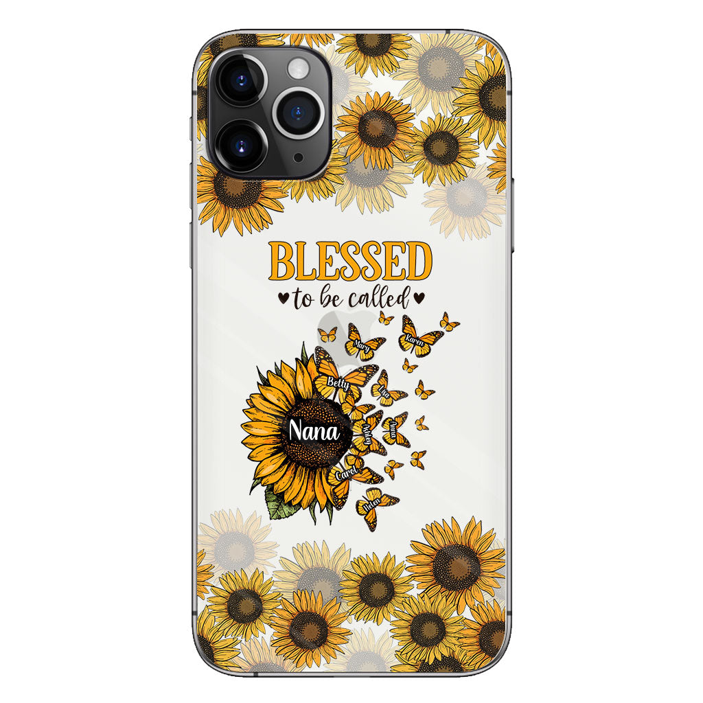 Beautiful Sunflower Blessed To Be Called - Gift for grandma, mom - Personalized Clear Phone Case