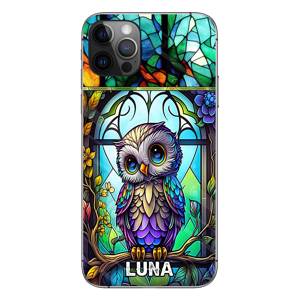 Cute Owl Stained Glass - Personalized Owl Phone case