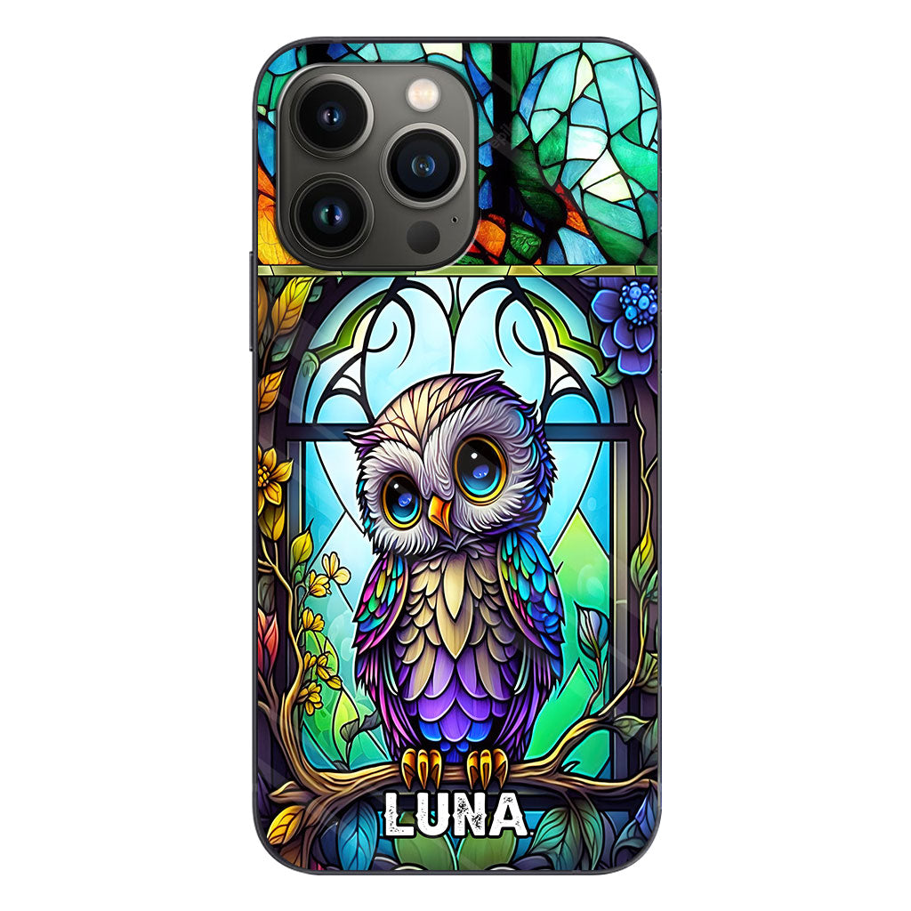 Cute Owl Stained Glass - Personalized Owl Phone case