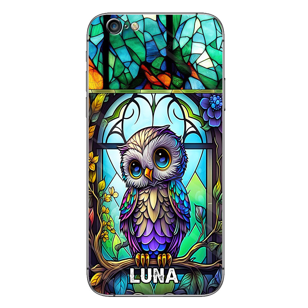 Cute Owl Stained Glass - Personalized Owl Phone case