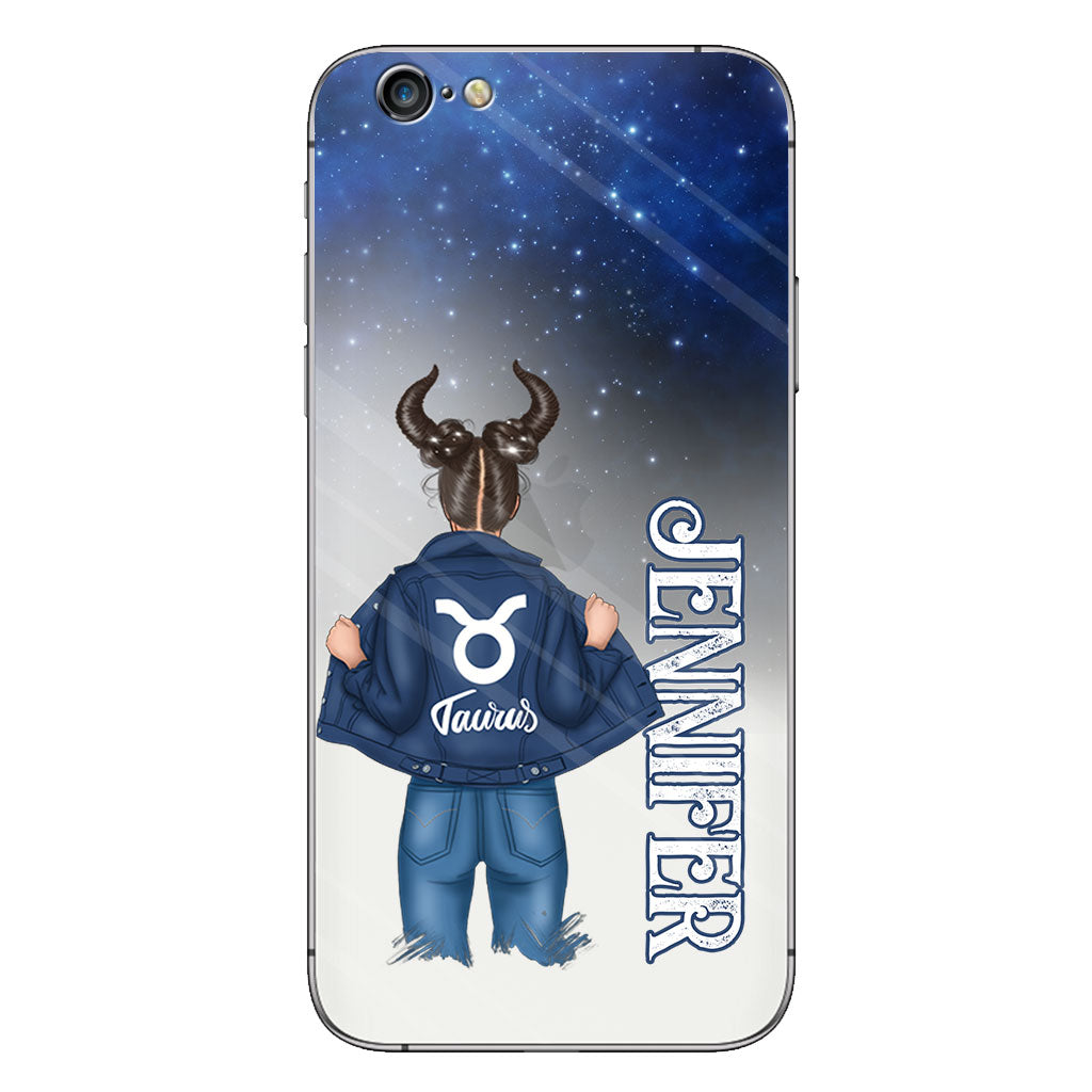 Zodiac Denim Girl - Personalized Horoscope Clear Phone Case