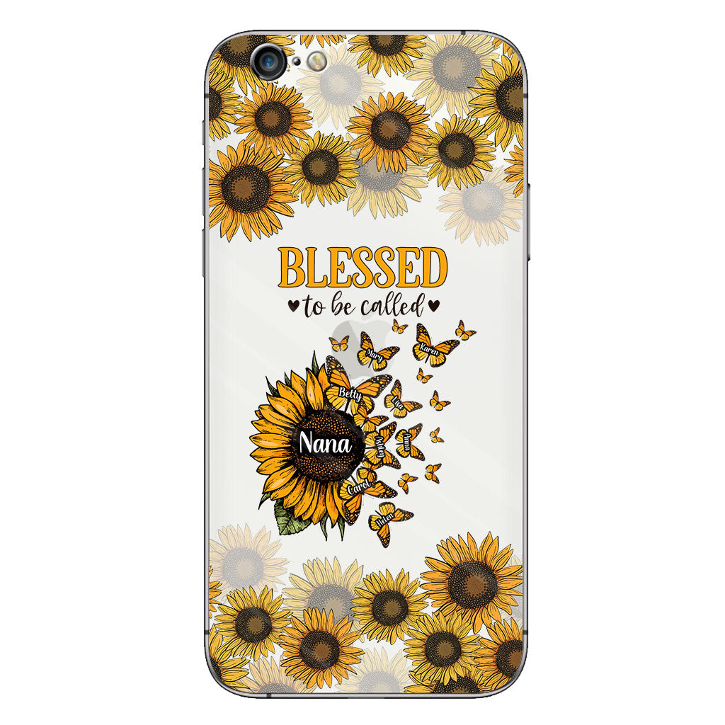 Beautiful Sunflower Blessed To Be Called - Gift for grandma, mom - Personalized Clear Phone Case