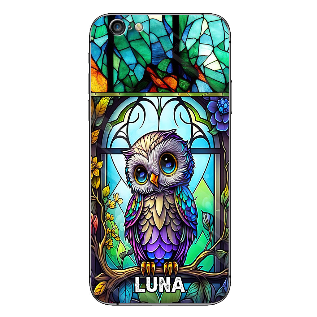 Cute Owl Stained Glass - Personalized Owl Phone case