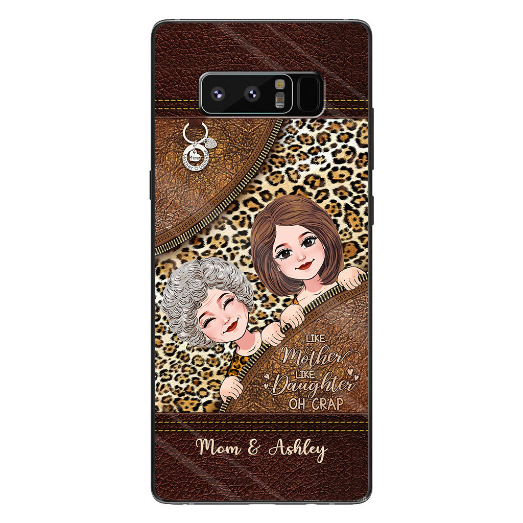 Like Mother Like Daughter - Personalized Mother's Day Mother Phone Case With Leather Pattern Print