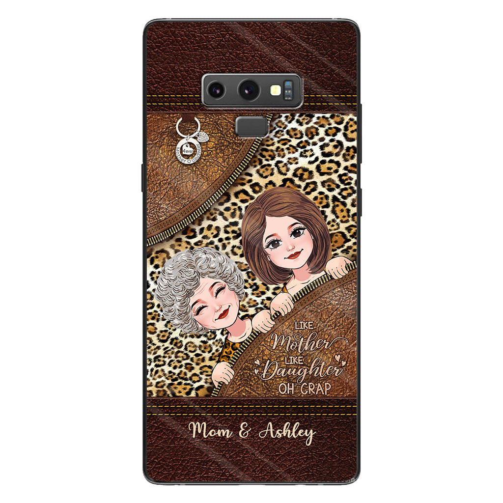 Like Mother Like Daughter - Personalized Mother's Day Mother Phone Case With Leather Pattern Print