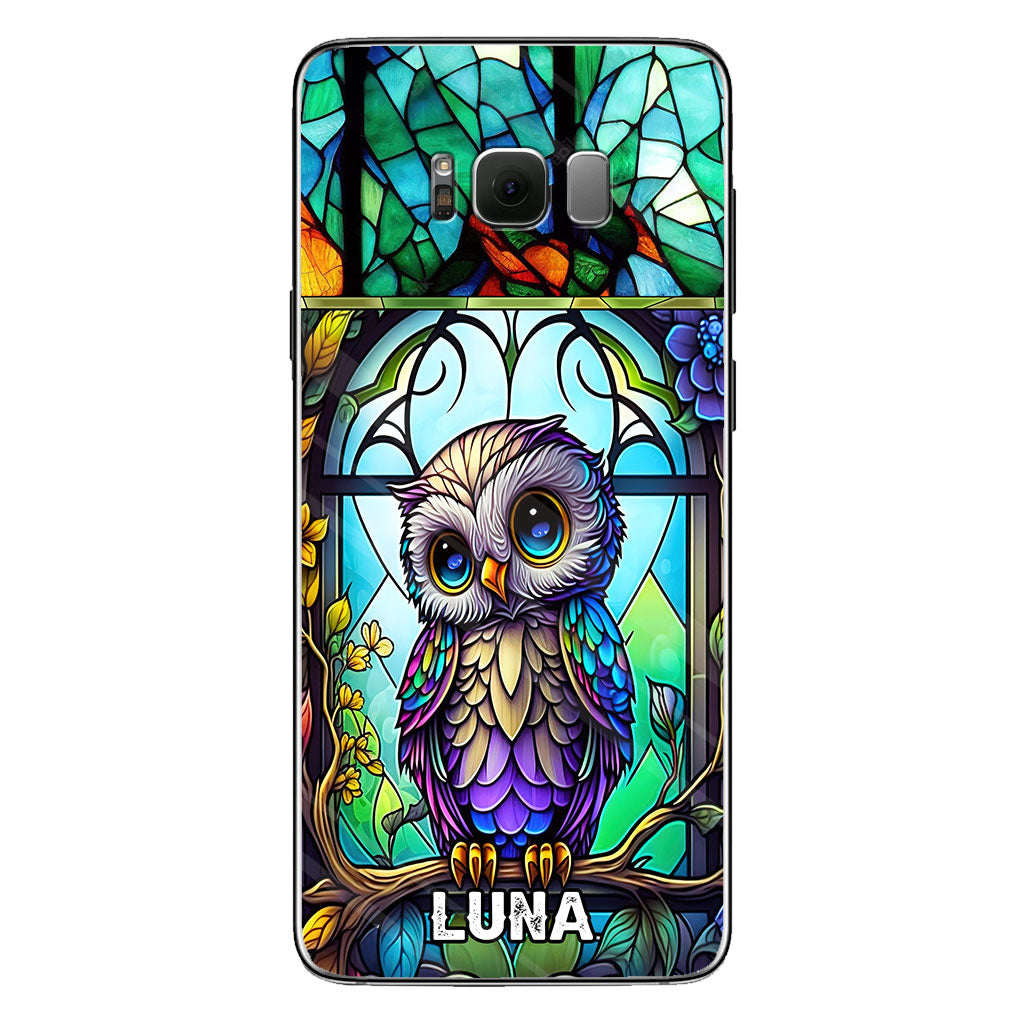 Cute Owl Stained Glass - Personalized Owl Phone case