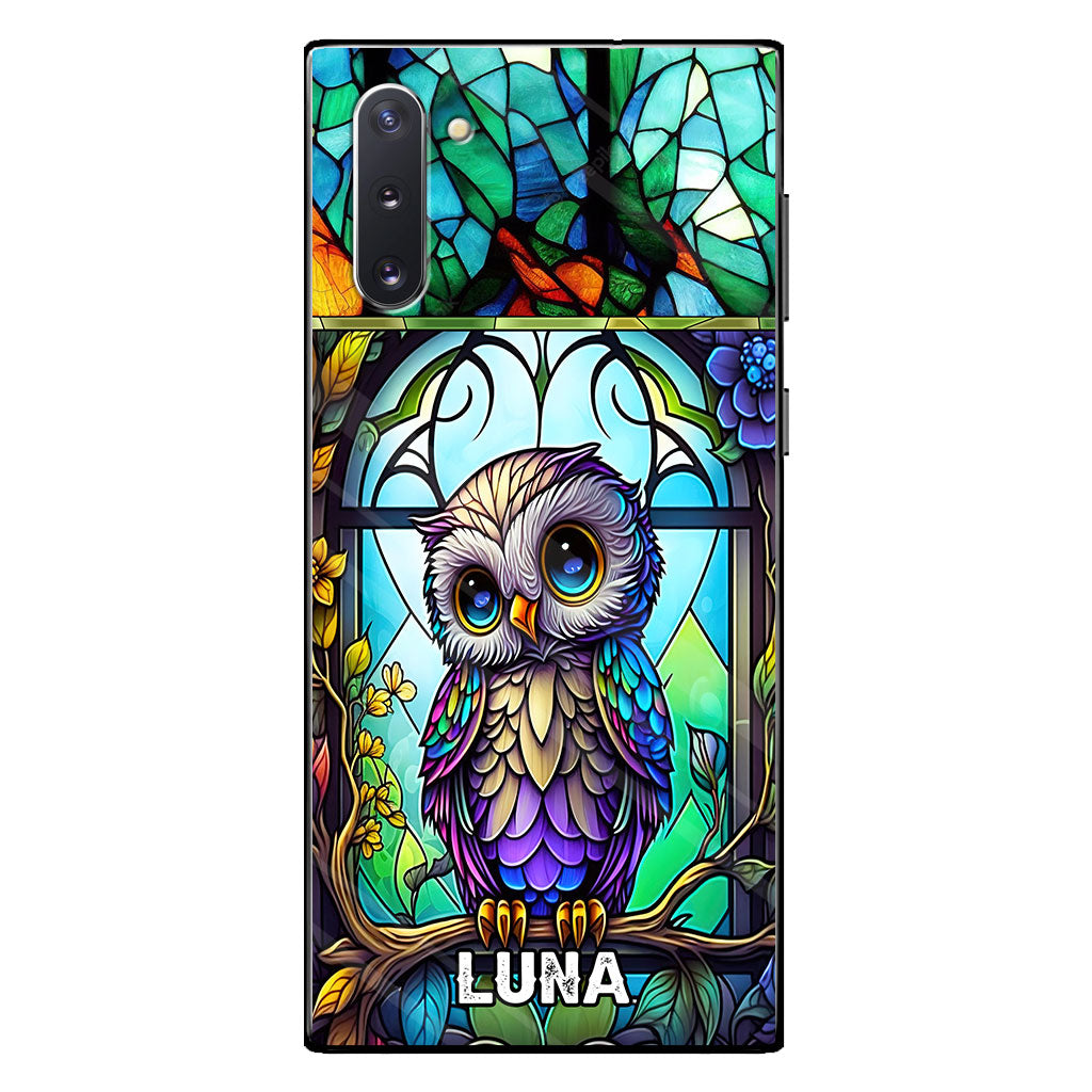 Cute Owl Stained Glass - Personalized Owl Phone case