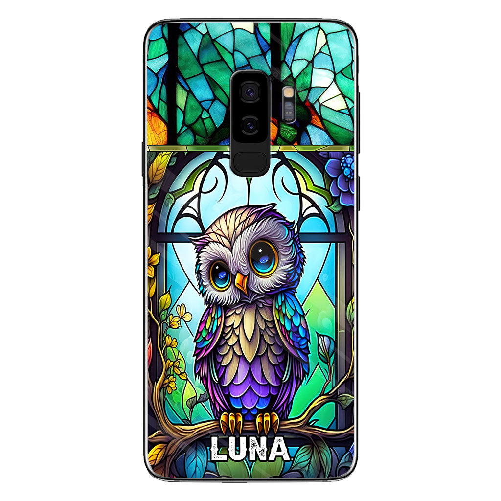 Cute Owl Stained Glass - Personalized Owl Phone case