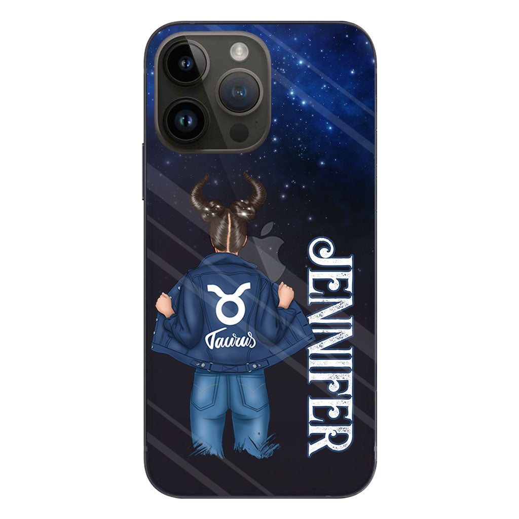 Zodiac Denim Girl - Personalized Horoscope Clear Phone Case