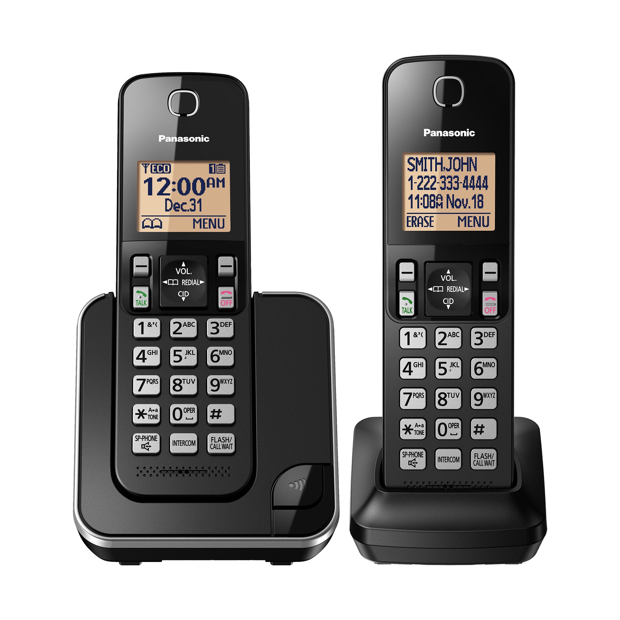 Panasonic KX-TGB812S - Teléfono inalámbrico compacto con DECT 6.0, LCD  ámbar de 1.6 pulgadas y teclado HS iluminado, bloque de llamadas