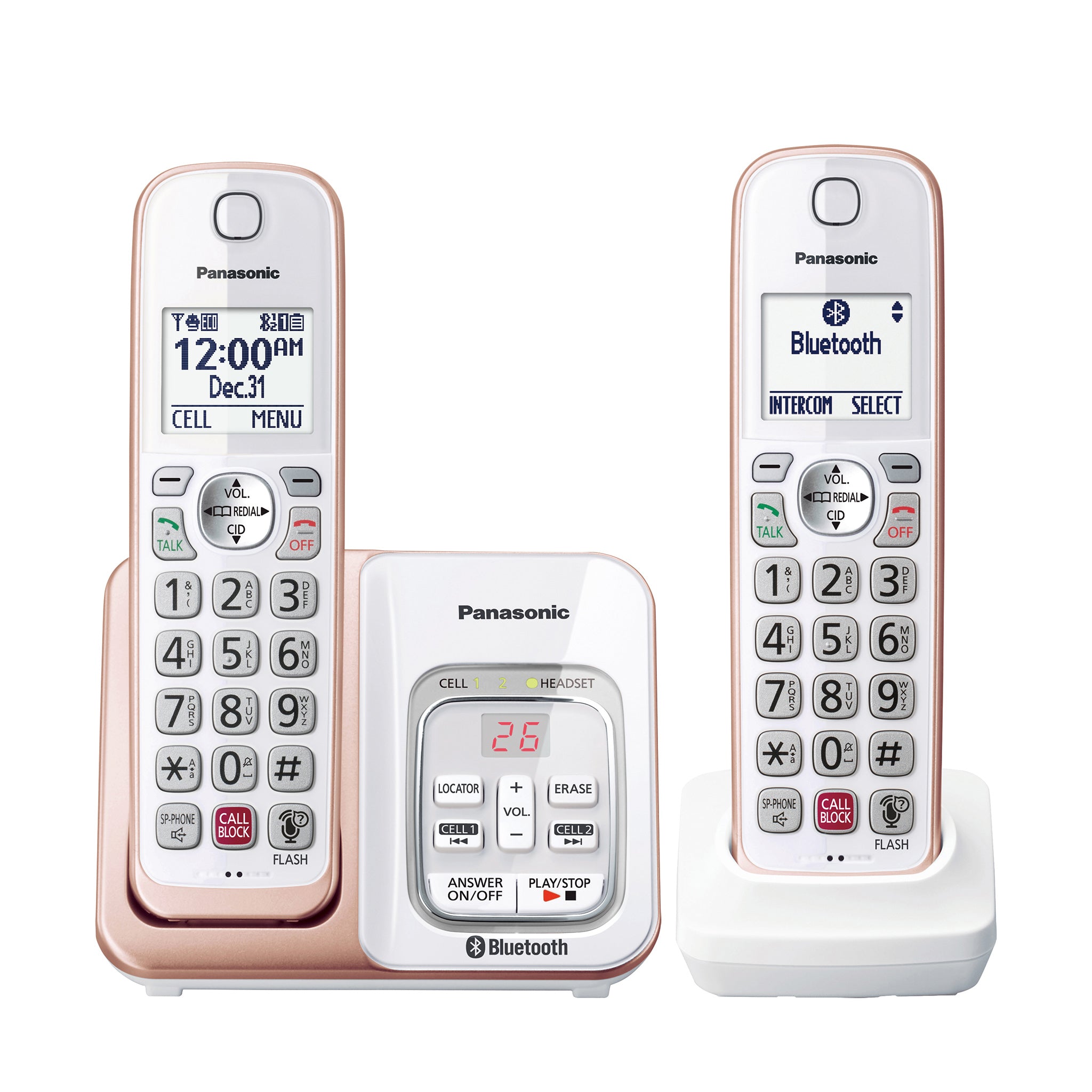 Panasonic KX-TGD892S - Sistema de teléfono inalámbrico expandible,  emparejamiento Bluetooth para audífonos y audífonos inalámbricos, bloqueo  de