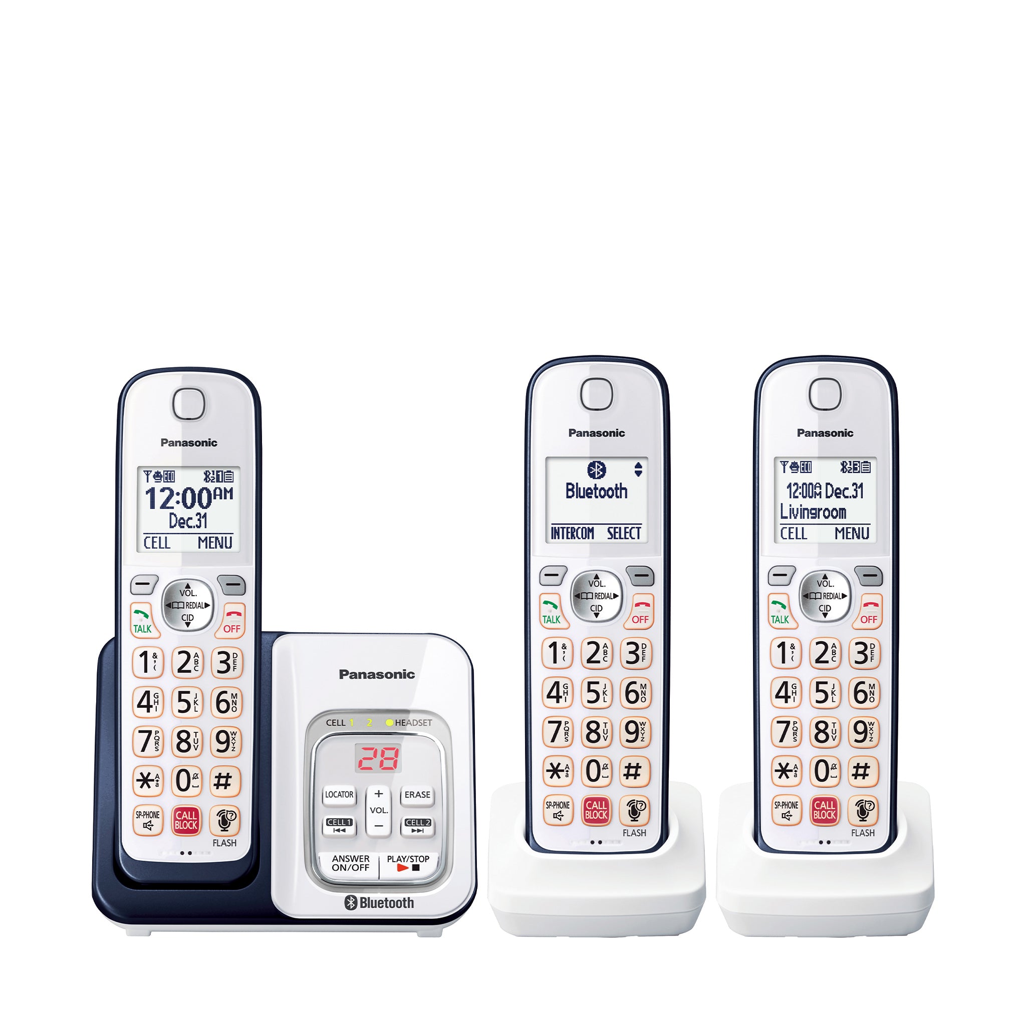 Panasonic Link2Cell Cordless Phone System with 5 Handsets, Digital  Answering Machine - KX-TGF975S