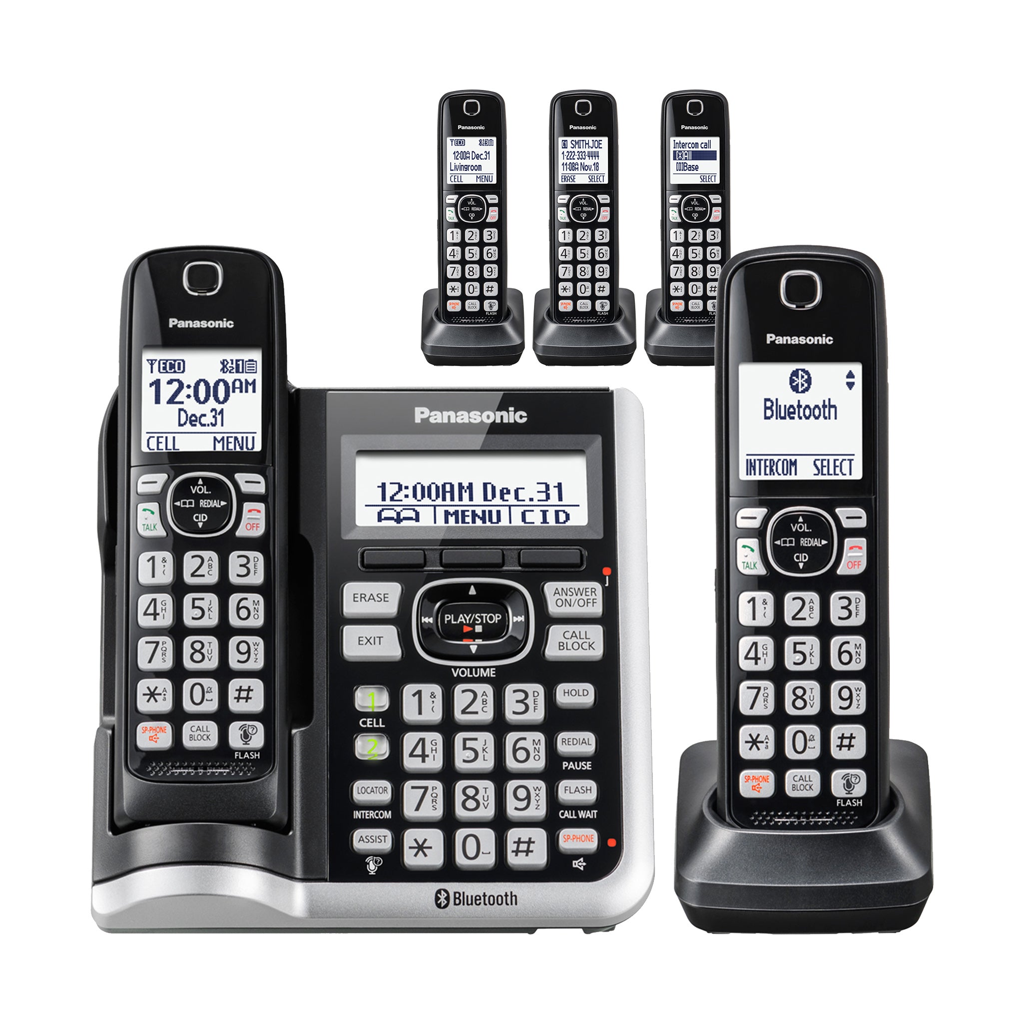 Panasonic Système Téléphonique Numérique avec 3 Combinés Sans-Fil Noir  (KX-TGC383)