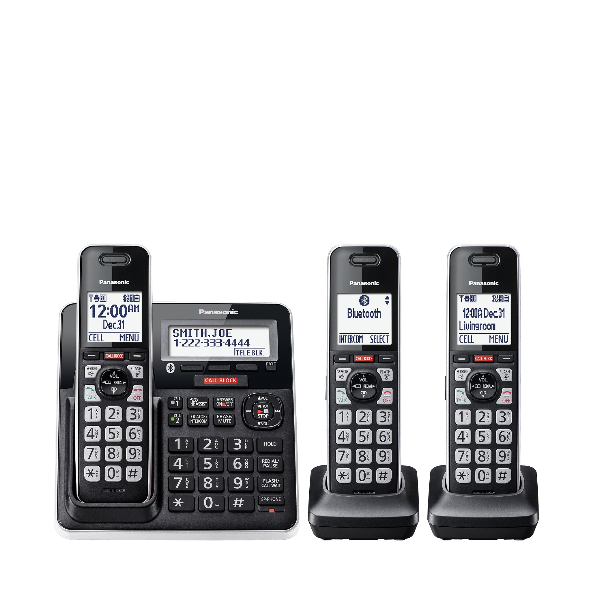 Panasonic Link2Cell Cordless Phone System with 3 Handsets, Digital 