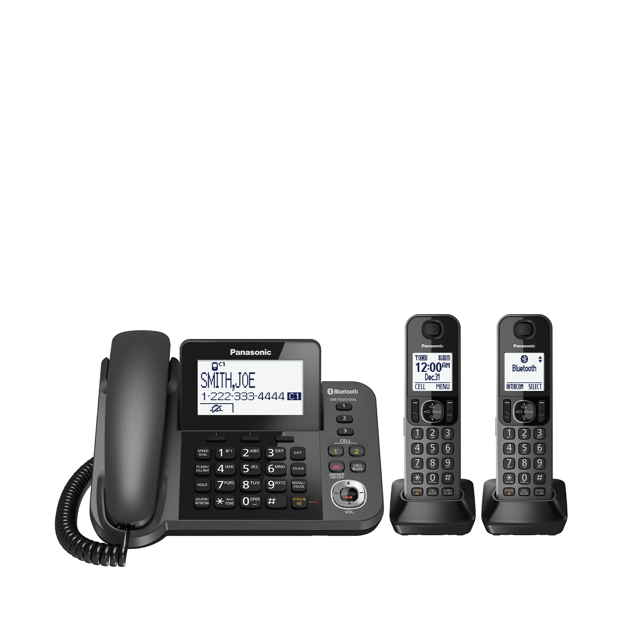 Panasonic Expandable Cordless Phone System with Answering Machine, Amber  Backlit Display and Call Block - 2 Handsets – KX-TGC362B (Black)