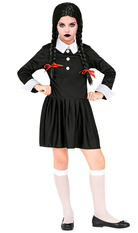 Costume da mercoledí Addams nero per bambina